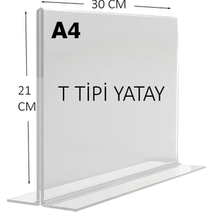 Heroglas A4 T Tipi Yatay Masa Üstü Şeffaf Pleksi / Föylük-Fiyatlık-Menü-Broşürlük