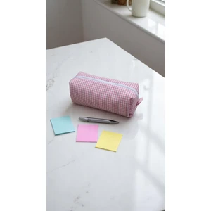 Pembe Pötikareli Yıkanabilir Fermuarlı Tek Gözlü Kalemlik - Kalem Kutusu - Kalem Çantası