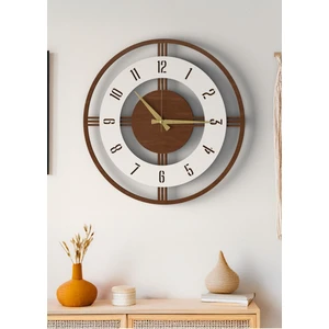 Büyük Boy Şık Ahşap Duvar Saati - Modern Tasarım Siyah Beyaz - Ev & Ofis Dekorasyonu -48CM