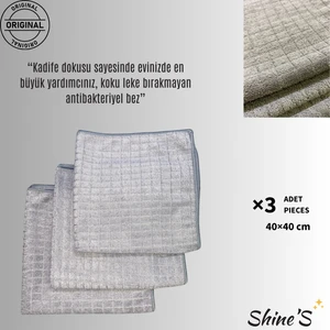 Shine's 3'lü Kadife Mikrofiber Bez Temizlik Bezi, Mutfak, Banyo, Araba, Mobilya 40X40 cm