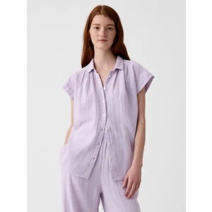 Kadın Lila Crinkle Gauze Gömlek