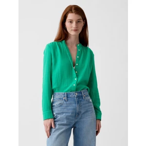 Kadın Yeşil Crinkle Gauze Gömlek