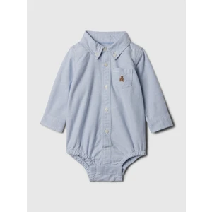 Bebek Mavi Brannan Bear İşlemeli Oxford Bodysuit