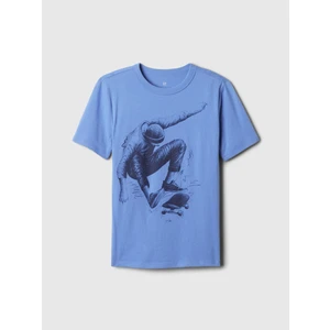 Erkek Çocuk Mavi Grafikli T-Shirt