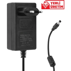 Yüksek Kaliteli 12 Volt 3 Amper 5.5*2.5 mm Uçlu Adaptör Şerit Led-Modem-Trafo-Uydu Cihazı Uyumlu