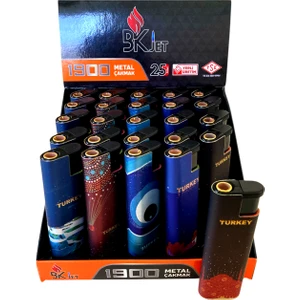 Metal Turbo Jet Çakmak 25 Adet Doldurulabilir