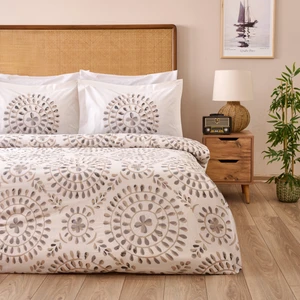 Soft Butas Çift Kişilik Nevresim Takımı - Ekru / Gri