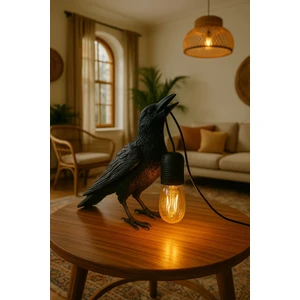 3D Lab Decorative Karga Figürlü Dekoratif Masa Lambası - Siyah | Modern ve Sanatsal Aydınlatma