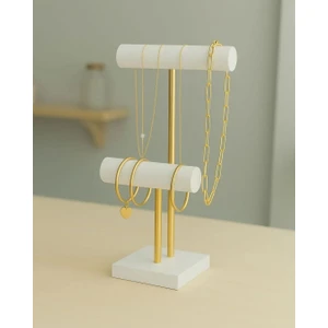 Zenith Duet Beyaz Ahşap Takı Organizeri Bileklik Kolye Askısı Bilezik Standı Takı Aksesuar Düzenleyici