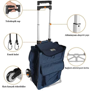 Katlanabilir El Arabası ve Çanta, Renk: Gri, Boyut: 38x59 cm