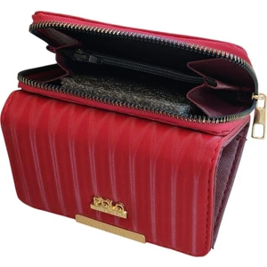 Zebra Desenli Renkli Yumuşak Kumaş Yüzey Çok Gözlü Continantel Kadın Cüzdanı 16X9X5