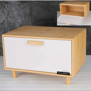 Eva Bambulu Ekmek Kutusu Ekmeklik Beyaz