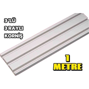 3 Raylı Korniş Perde Rayı  1 Metre Kaliteli Sağlam Ambalaj