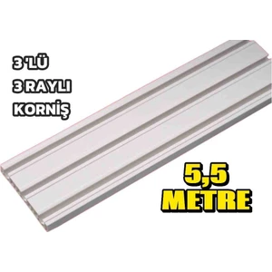 3 Raylı Korniş Perde Rayı 5,5 Metre Kaliteli Sağlam Ambalaj