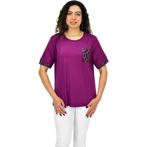 Kadın Kısa Kol Taşlı Bluz BGL-ST04709