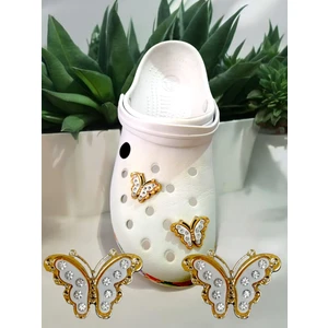 All Wear Jibbitz Parlak Taşlı Crcos Terlik Süsü-Crocs Terli Takıları, 2 Adet, Kelebek Model