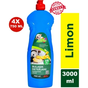 The Allurex Elde Bulaşık Deterjanı Üç Etkili Güç Limon 750ML - Yağ Çözücü ve Ferah Limon Kokusu 4lü