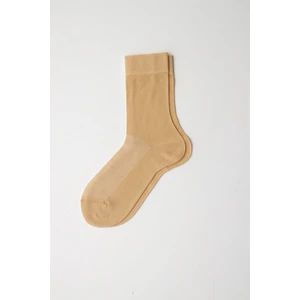 Merserize Fileli Erkek Soket Çorap Bej