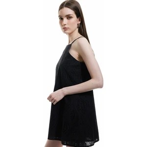 Pamuklu A Kesim Mini Halter Yaka Ince Askılı Fisto Elbise