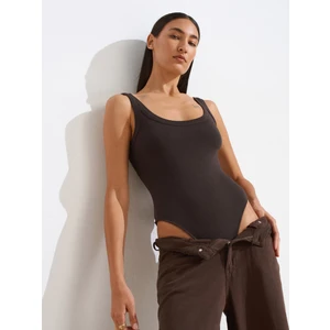 21053 Askılı Bodysuit-Koyu Kahve