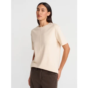 31218 Dikiş Detaylı T-Shirt-Taş