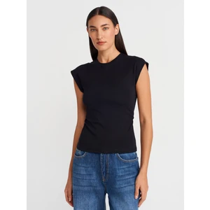 31875 Dikiş Detaylı T-Shirt-Siyah