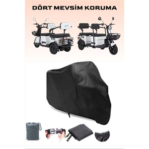 Siyah E-Mon Mona Elektrikli Motosiklet Brandası 1500W 3 Tekerli Lastikli Bağlantı Tokalı