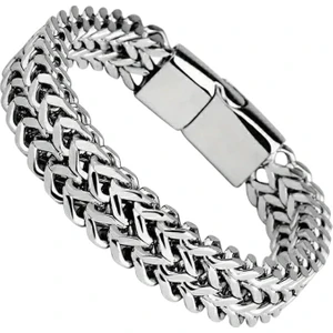 Çelik Bileklik Çift Taraflı Kullanılabilen Titanyum Model 1 cm Genişlik 20 cm Uzunluk Gümüş Silver