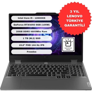 LOQ 15IAX9 GTI20 Intel Core I5 12600HX 20GB 1tb SSD RTX4050 Freedos 15.6'' Fhd Taşınabilir Bilgisayar 83GS00PFTR