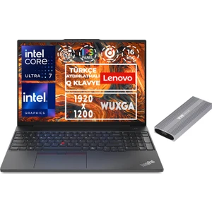 ThinkPad E16 Gen 2 Ultra 7 155H 32GB 1TB SSD 16" IPS Windows 11 Pro + VIT 512GB Taşınabilir SSD