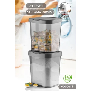 2'li Banyo Düzenleyici Deterjan Saklama Kabı - Kilitli Kapaklı Deterjanlık Toz Tablet Deterjan Kabı