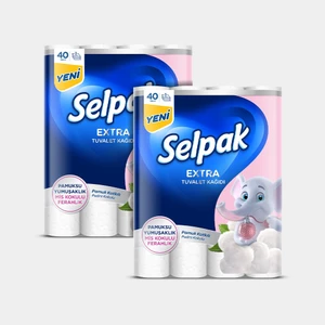 Selpak ® Extra Pamuk Katkılı ve Pudra Kokulu 40'lı Tuvalet Kağıdı - 2'li