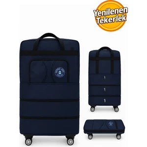 Bambus Home Premium Genişleyebilir 3 Körüklü Fermuarlı Tekerlekli El Valizi-Dev Boy Çanta