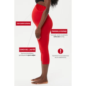 Pamuk Elastan Kadın Hamile Kapri Tayt 2024