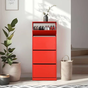Flat Duo 4 Katlı Geniş Ayakkabılık Dolabı - Kırmızı