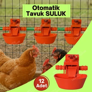 12 Adet Otomatik Suluk Tavuk Suluğu Civciv Güvercin Bıldırcın Sülün Muhabbet Kuşu Keklik Ördek Hindi