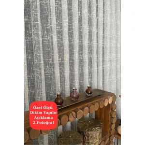 Ağır Gramajlı Çizgili Kareli Örme Desen Tül Perde Sık Pile