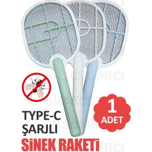 1 Adet Şarjlı Sinek Raketi, Sinek Sivrisinek Böcek Haşere Öldürücü Raket, Type-C Şarj Girişli