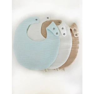 Boho Piccolo 3'lü Oval %100 Pamuk Soft Renkler Organik Müslin Bebek Mama Önlüğü / Yakalık / Salya Önlüğü