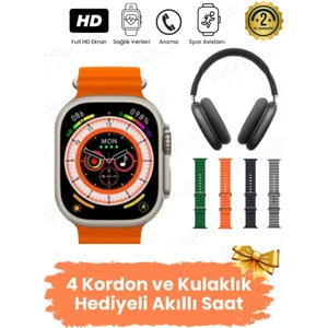 H27 Ultra 3 Akıllı Saat 2,19 Ekran Nfc Gps, Bluetooth Kulaklık ve 4 Kordon Hediyeli Kombinasyon Set