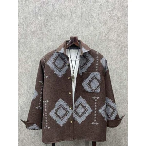 Oversize Bohem Desenli Oduncu Gömlek