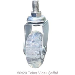 Ofis Koltuk Dolap Etejer 360 Derece Döner Vidalı Teker Şeffaf 50 mm