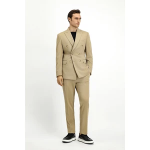 Slim Fit Dar Kesim Kruvaze Takım Elbise