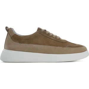Erkek Vizon Bağcıklı Kalın Tabanlı Deri Sneaker 25SFD700214
