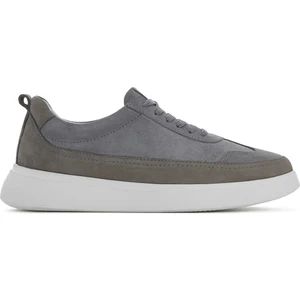 Erkek Gri Bağcıklı Kalın Tabanlı Deri Sneaker 25SFD700214