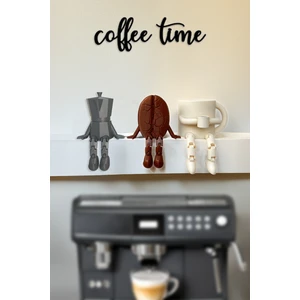 Kahve Köşesi Sevimli Biblo Seti 3lü Kahve Çekirdeği, Bej Kahve Kupası, Moka Pot, Coffee Set 8cm