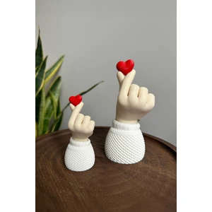 Korean Heart 2li Biblo Seti, Kalp Tutan El Sevimli Hediyelik, 9CM-14CM Bioplastik