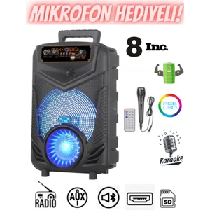 Teknoloji Gelsin Bluetooth Hoparlör 8 Inç Extra Bass Karaoke Mikrofon ile Eğlenceli Parti Deneyimi