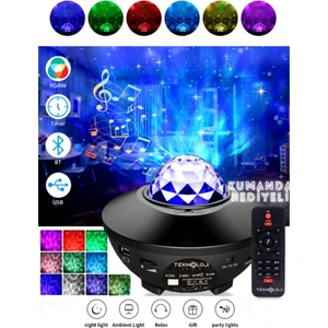 Teknoloji Gelsin Galaksi Projektör Gece Lambası Bluetooth Hoparlör Disko Topu Yıldızlı Rgb Star Light Tavan Aydınltma