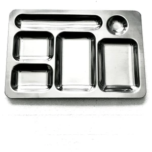 Paslanmaz Çelik Kahvaltılık Tabildot 6 Adet 28*19 cm Mini Metal Tabldot Tabak